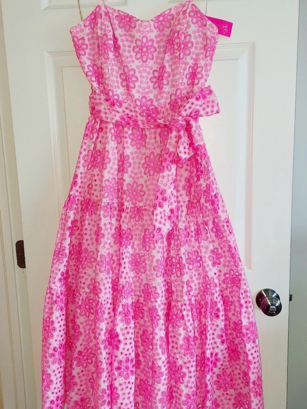 NWT Lilly Pulitzer Funflower Eyelet Pink Floral Tiered Sundress 16 - Picture 4 of 16